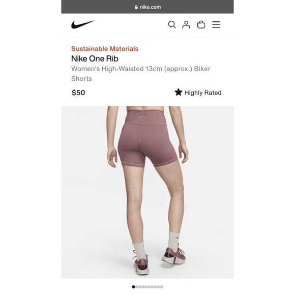 NIKE One Rib Dri-FIT High Waisted Ribbed Biker Shorts — Women’s XXL — Pink - NWT - Picture 7 of 8